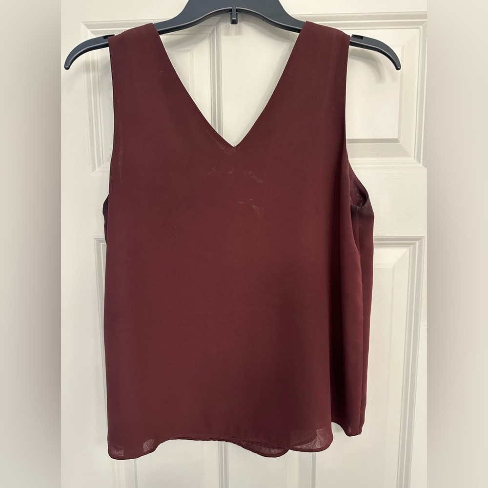 Maroon sleeveless blouse from Ann Taylor